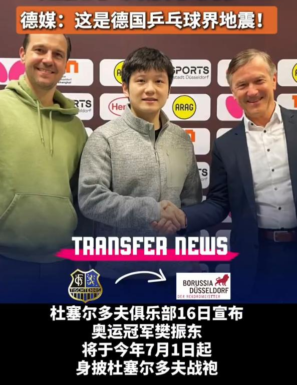 樊振东加盟德甲豪门杜塞尔多夫引欧洲乒坛震动