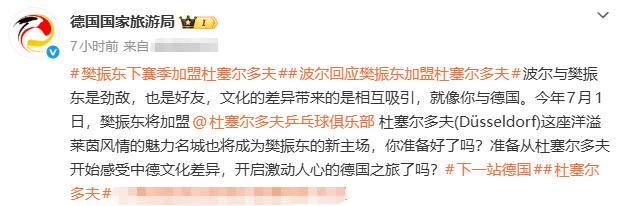 樊振东加盟德甲豪门杜塞尔多夫引欧洲乒坛震动